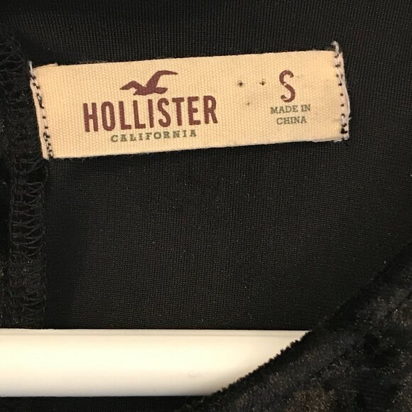 Hollister mini dress velvet black women S Y2K dark romantic flutter sleeves goth - Picture 2 of 6